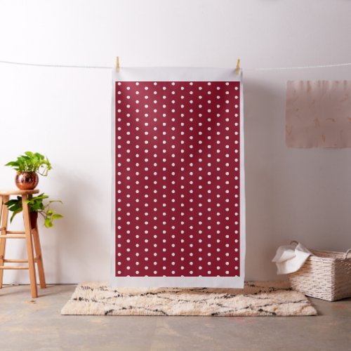 Dark Red Burgundy with White Polka dots Fabric