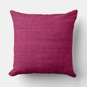 Dark Red Burlap Linen Rustic Jute Throw Pillow