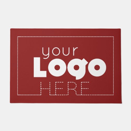 Dark Red Business Welcome Mat Company Logo Doormat