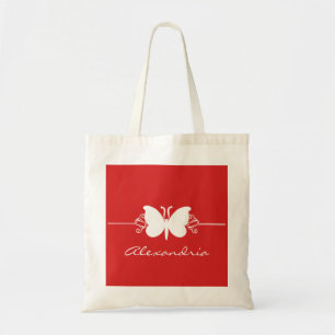 Dark Red Butterfly Swirls Tote Bag