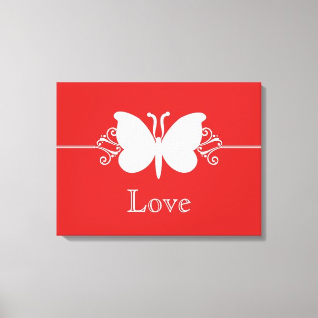 Dark Red Butterfly Swirls Virtue Canvas Print (Front)