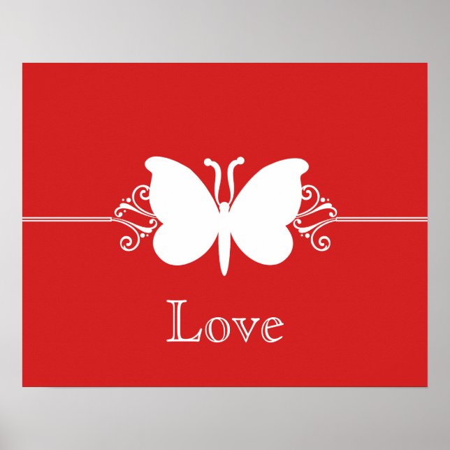 Dark Red Butterfly Swirls Virtue Poster (Front)