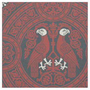 Dark Red Byzantine Birds Fabric