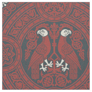 Dark Red Byzantine Birds Fabric