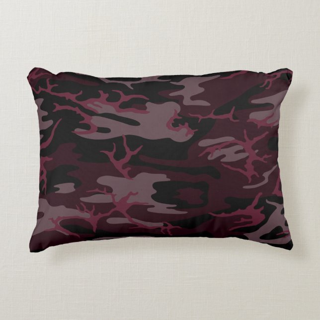 Dark Red Camo Accent Pillow (Front)