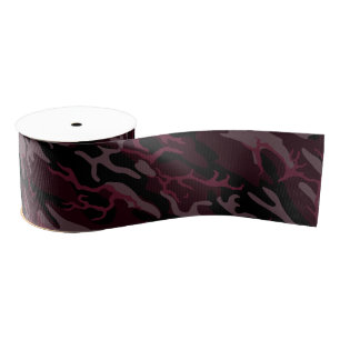 Dark Red Camo Grosgrain Ribbon