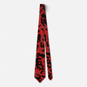 Dark Red Camo in Black and Deep Red Neck Tie