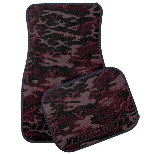 Dark Red Camo w/ Custom Text Car Floor Mat (Set)