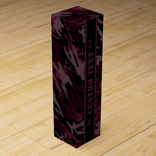 Dark Red Camo w Custom Text Wine Gift Box