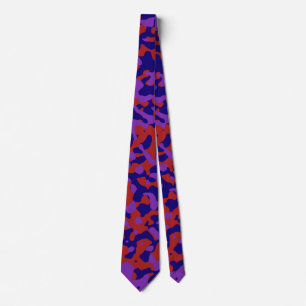 Dark Red Camouflage in Deep Blue and Purple Neck Tie