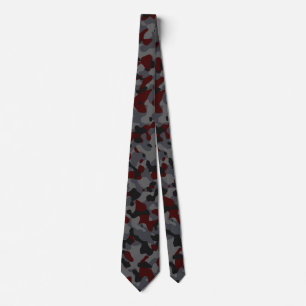 Dark Red Camouflage in Gray and Black Neck Tie