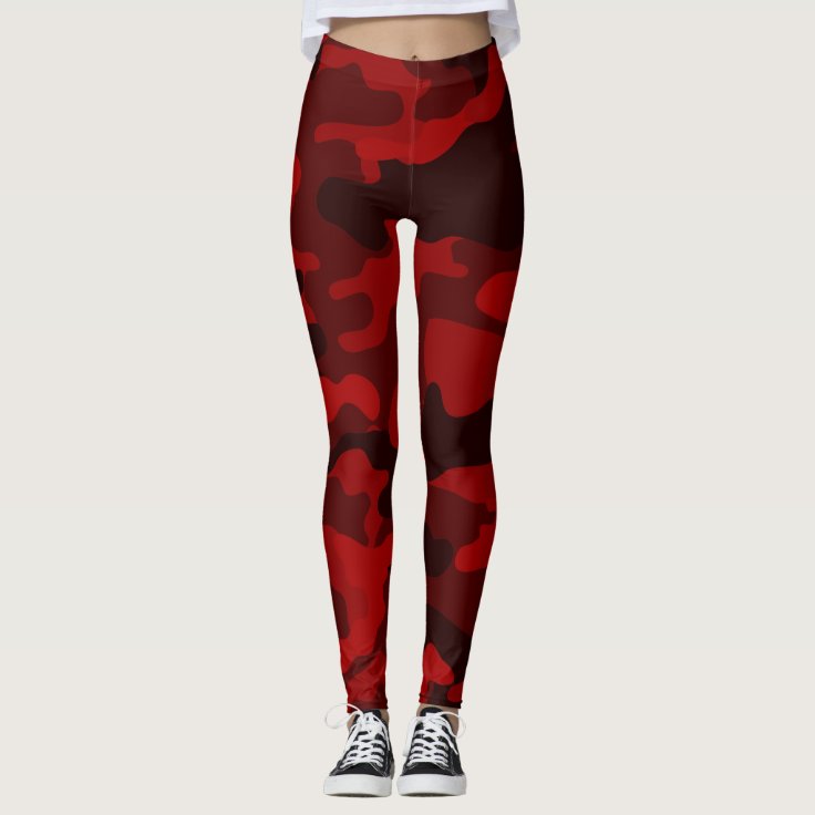 Dark Red Camouflage Leggings | Zazzle