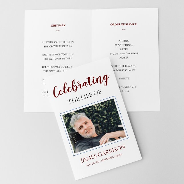 Dark Red Celebration of Life Funeral Program (Creator Uploaded)
