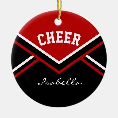 Dark Red Cheer for a Cheerleader  Ceramic Ornament