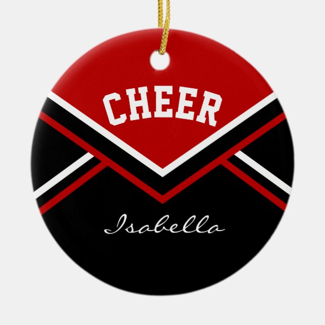 Dark Red Cheer for a Cheerleader 📣💖 Ceramic Ornament (Front)