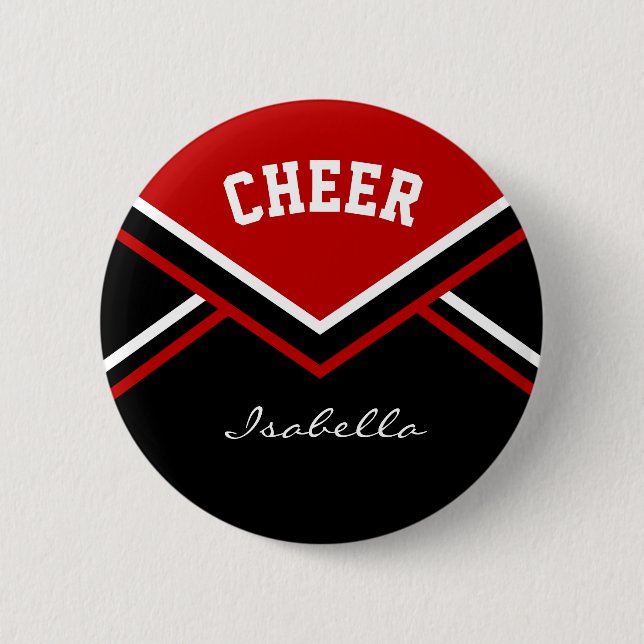 Dark Red Cheerleader Cheer Button (Front)
