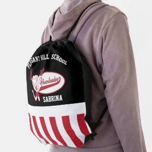 Dark Red Cheerleader Drawstring Bag