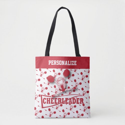 Dark Red Cheerleader Girl Tote Bag