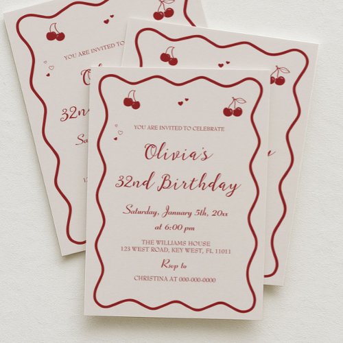 Dark Red Cherry Birthday Party Adult