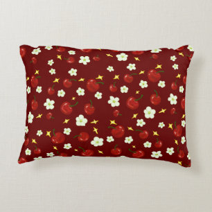 Dark Red Cherry Pattern  Accent Pillow