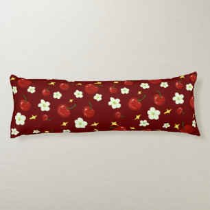 Dark Red Cherry Pattern Body Pillow