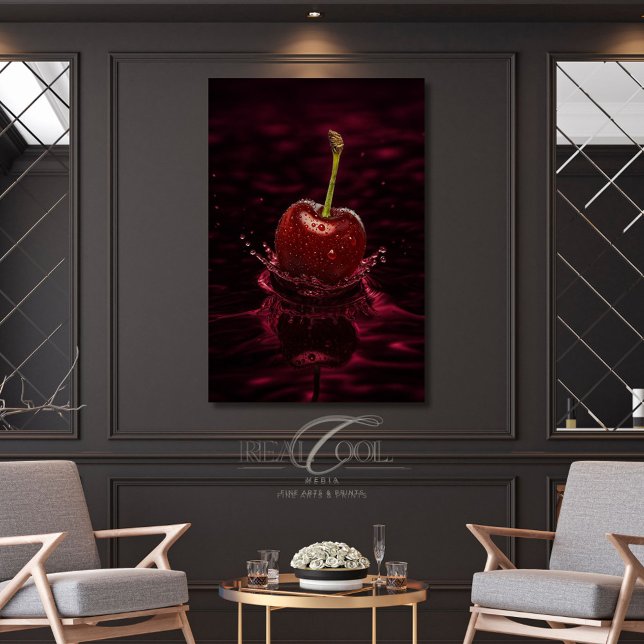 Dark Red Cherry Splash in Water Art Canvas Print (Creator Uploaded)