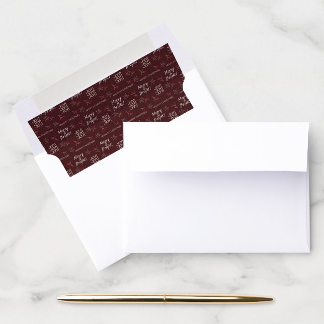 Dark Red Christmas | Merry & Bright Envelope Liner (Desk)