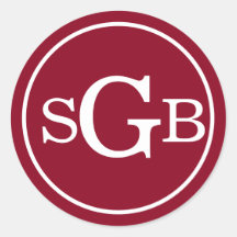 Dark Red Circular Traditional Monogram