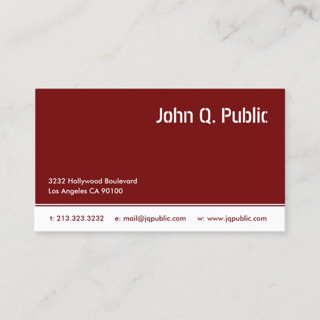 Dark Red Color Business Card (Front)