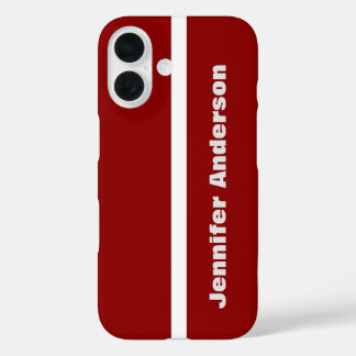 Dark Red Color Personalized Name iPhone 16 Case