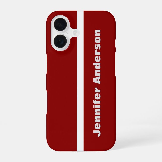 Dark Red Color Personalized Name Iphone Case (Back)