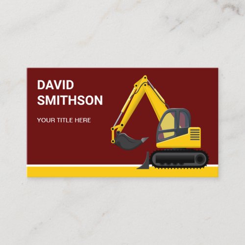 Dark Red Construction Bulldozer Excavator Business Card