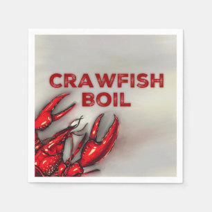 Dark Red Crawfish Boil Party Napkins