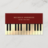 Dark Red Cream Gold Piano Keyboard Teacher Pianist Business Card at Zazzle