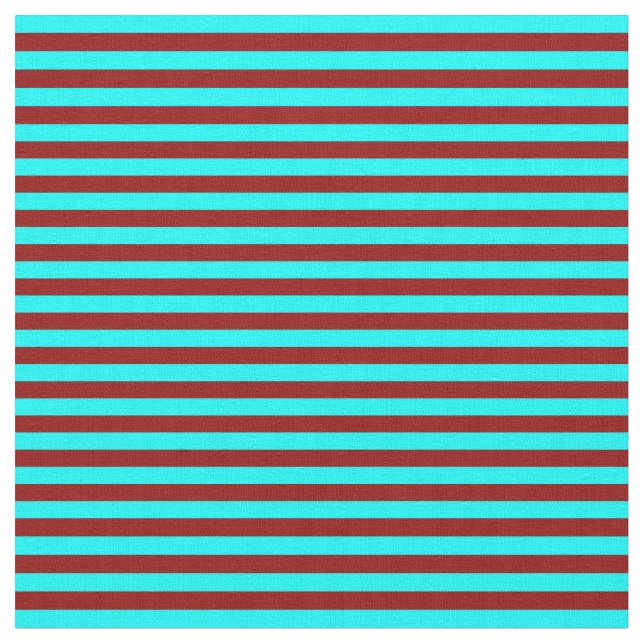 Dark Red & Cyan Colored Stripes Fabric (Close Up)