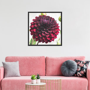 Dark Red Dahlia Bloom Floral Canvas Print
