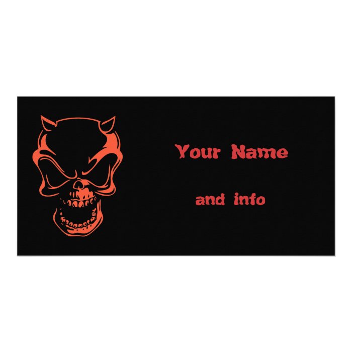 Dark Red Demon Skull Photo Cards