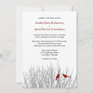 Dark Red Designer Winter Weddings Customizable Inv Invitation