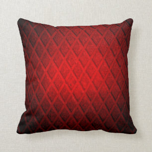 Dark red diamond metal throw pillow