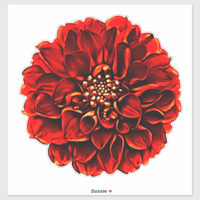 Dark Red Dinner Plate Dahlia Pinnata Flower Sticker (Sheet)