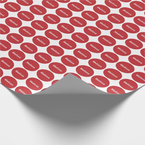 Dark Red Dots Pattern On White With Name Wrapping Paper