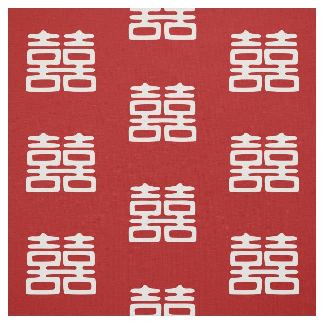 Dark Red Double Happiness - Bold Fabric (Swatch)