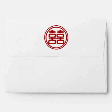 Dark Red Double Happiness - Round Envelope