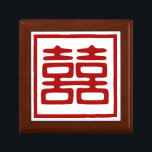 Dark Red Double Happiness - Square Jewelry Box<br><div class="desc">The Double Happiness symbol is a Chinese pictogram that represents a happy couple holding hands. You'll see this everywhere at a Chinese wedding,  but maybe you'd like to celebrate a new baby or just show your love!</div>
