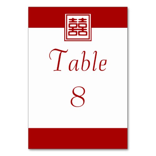 Dark Red Double Happiness _ Square Table Number