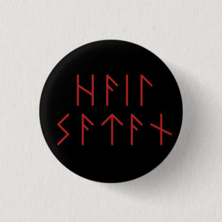 Dark Red Elder Futhark Hail Satan  Button