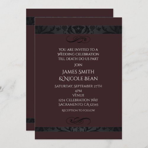 Dark Red Elegance Wedding Celebration Invitation