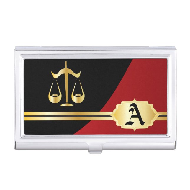 Dark Red Elegant Lawyer Card Holder (Front)