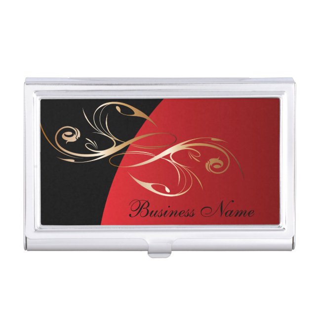 Dark Red Elegant Personalize Card Holder (Front)