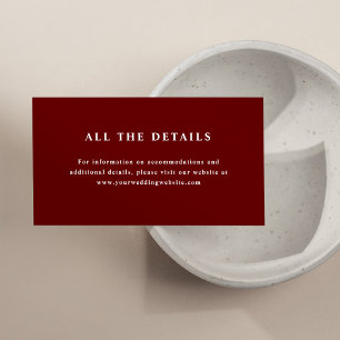 Dark Red Elegant Text Wedding Details Enclosure Card
